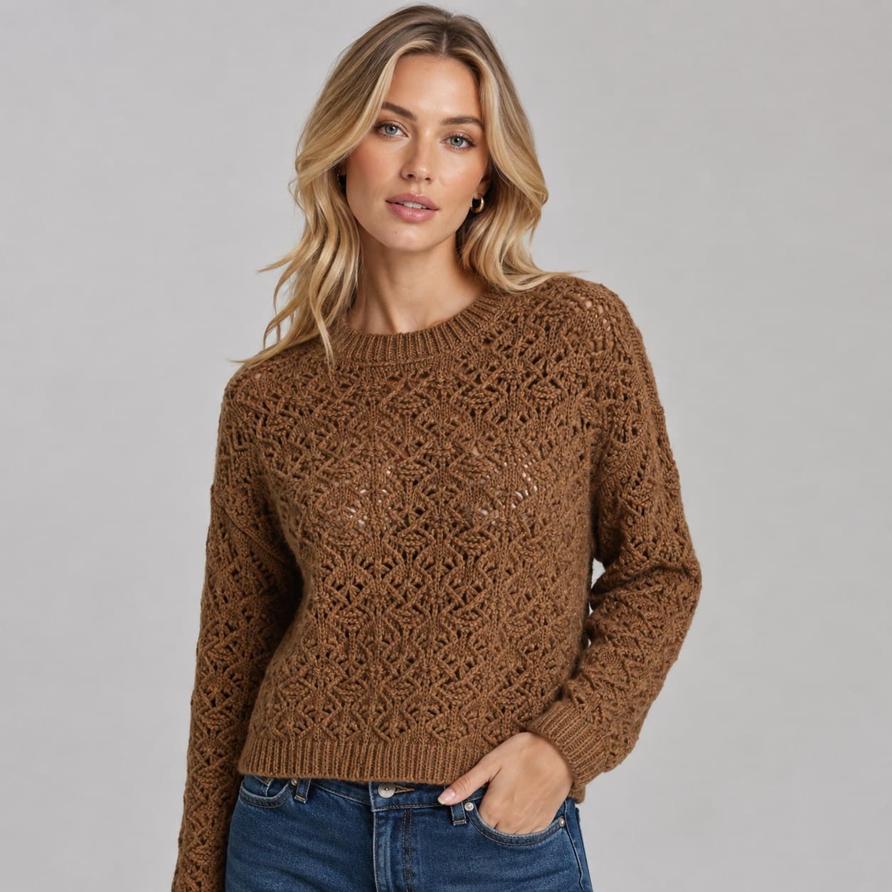 SWEATER POINTELLE CREW NECK MUJER — imagen 1