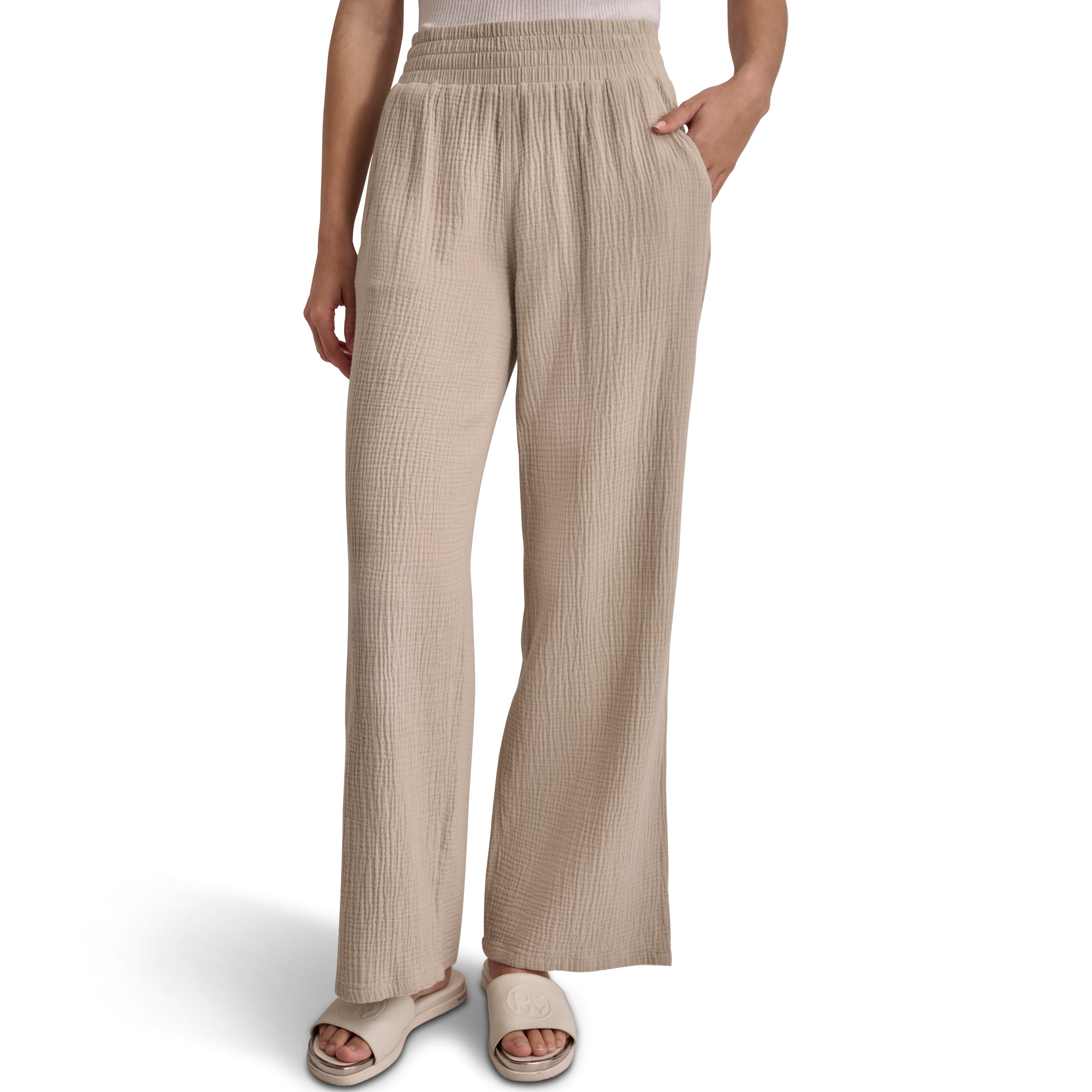 PANTALON DE GASA DE DOBLE CREPE CON CINTURA — imagen 1