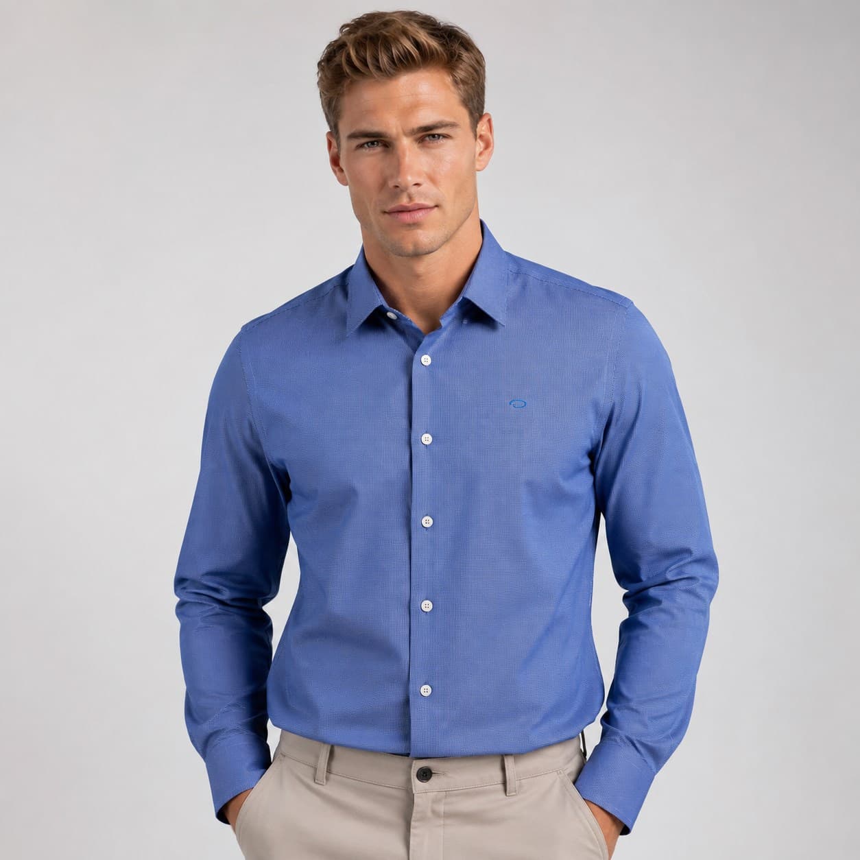 CAMISA ML MODA MICROCHECK HOMBRE — imagen 1