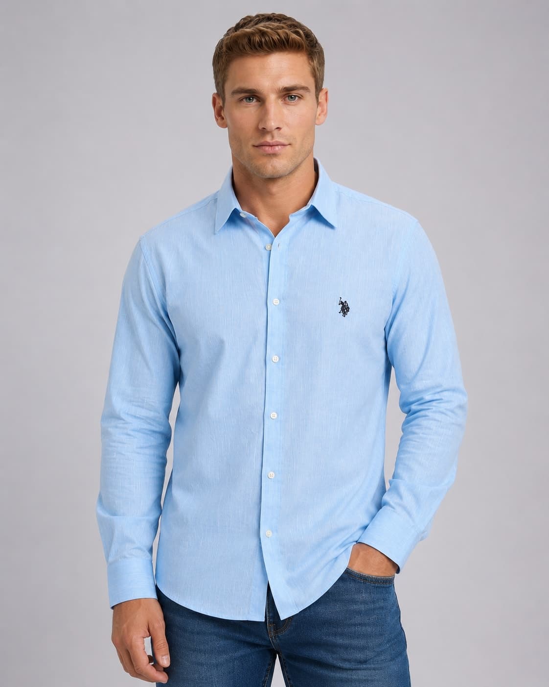 CAMISA M/L SLUB CTN BUTTON DOWN HOMBRE — imagen 1